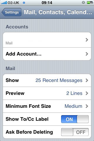 choose Settings > Mail > Accounts > Add Account