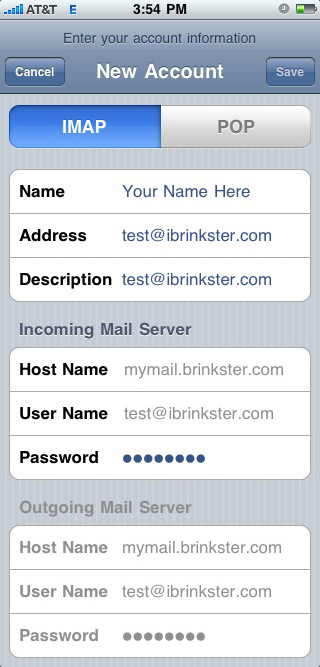 iphone imap server